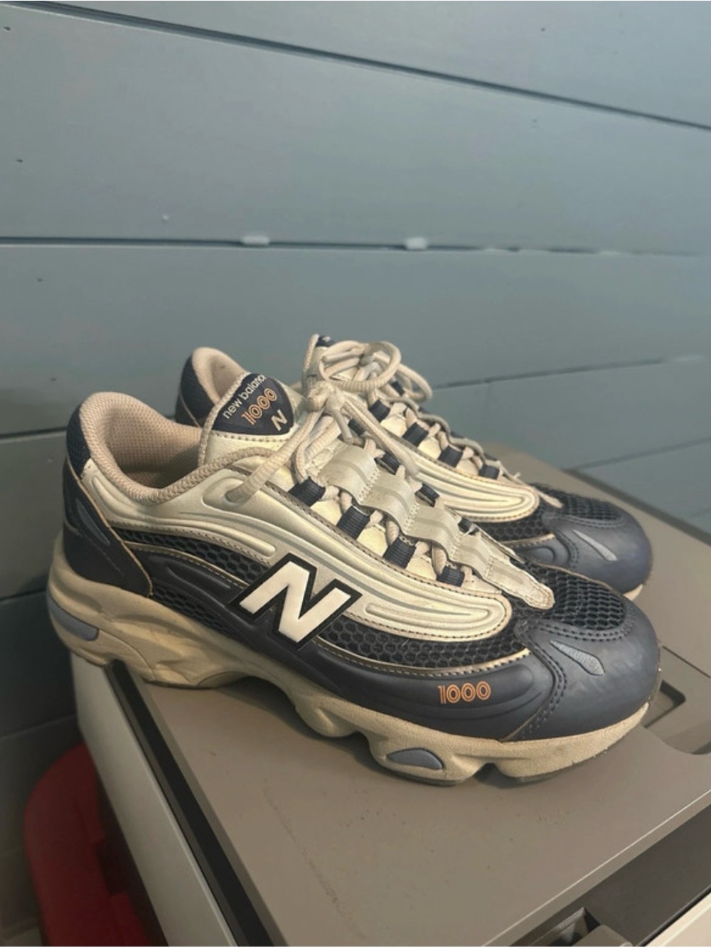 New Balance Men's 1000 Athletic Sneakers in Navy and Cream
